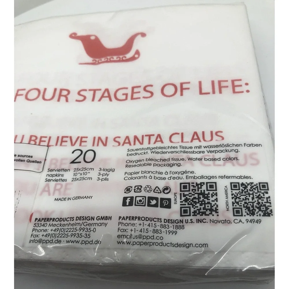 Funny Hostess Gift Christmas Napkins The 4 Stages Of Life, 20 Paper Napkins PPD‎